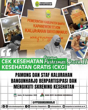Upaya Peningkatan Kesehatan Aparatur, Pemkal Bangunharjo Laksanakan CKG Bersama Puskesmas Sewon II